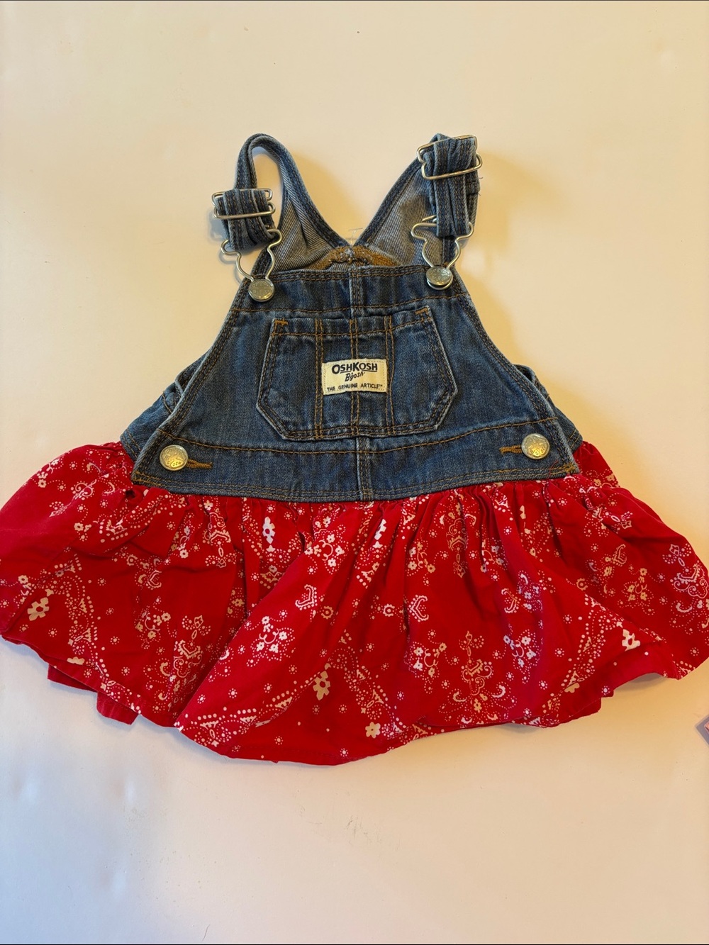 OshKosh B'gosh Denim Bib Skirt with Red Bandana Print